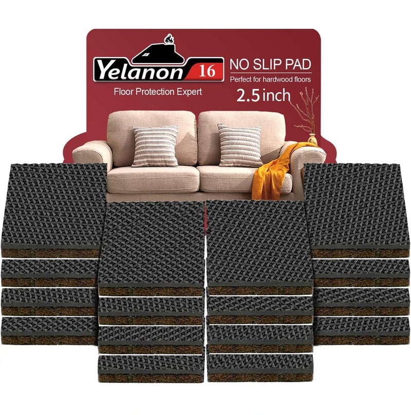 Yelanon Non Slip Furniture Pads -16pcs 2.5"" Grippers Hardwood Floors, Non Skid for Furniture Legs,Self Adhesive Rubber Furniture Feet, Anti Slide Furniture Floors Protectors for Keep Couch Stoppers - Image 1